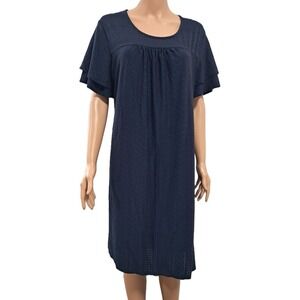 Kim Rogers Curvy Dress, Short Ruffle Sleeve, Navy‎ Blue, 2X, 40" long, lined